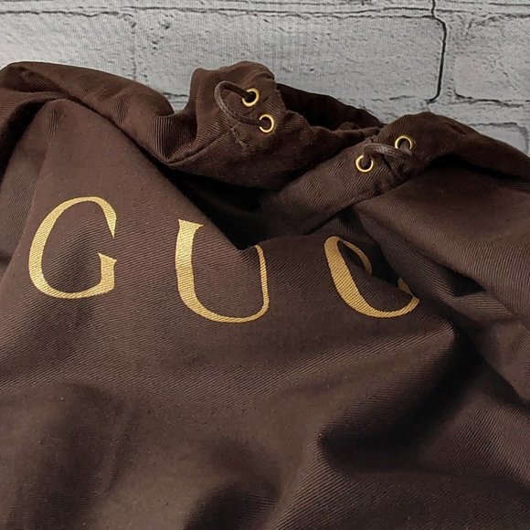 'GUCCI' GOLD~LEAF LOGO DUST BAG 21"×21" DOUBLE RIVET - Picture 2 of 12